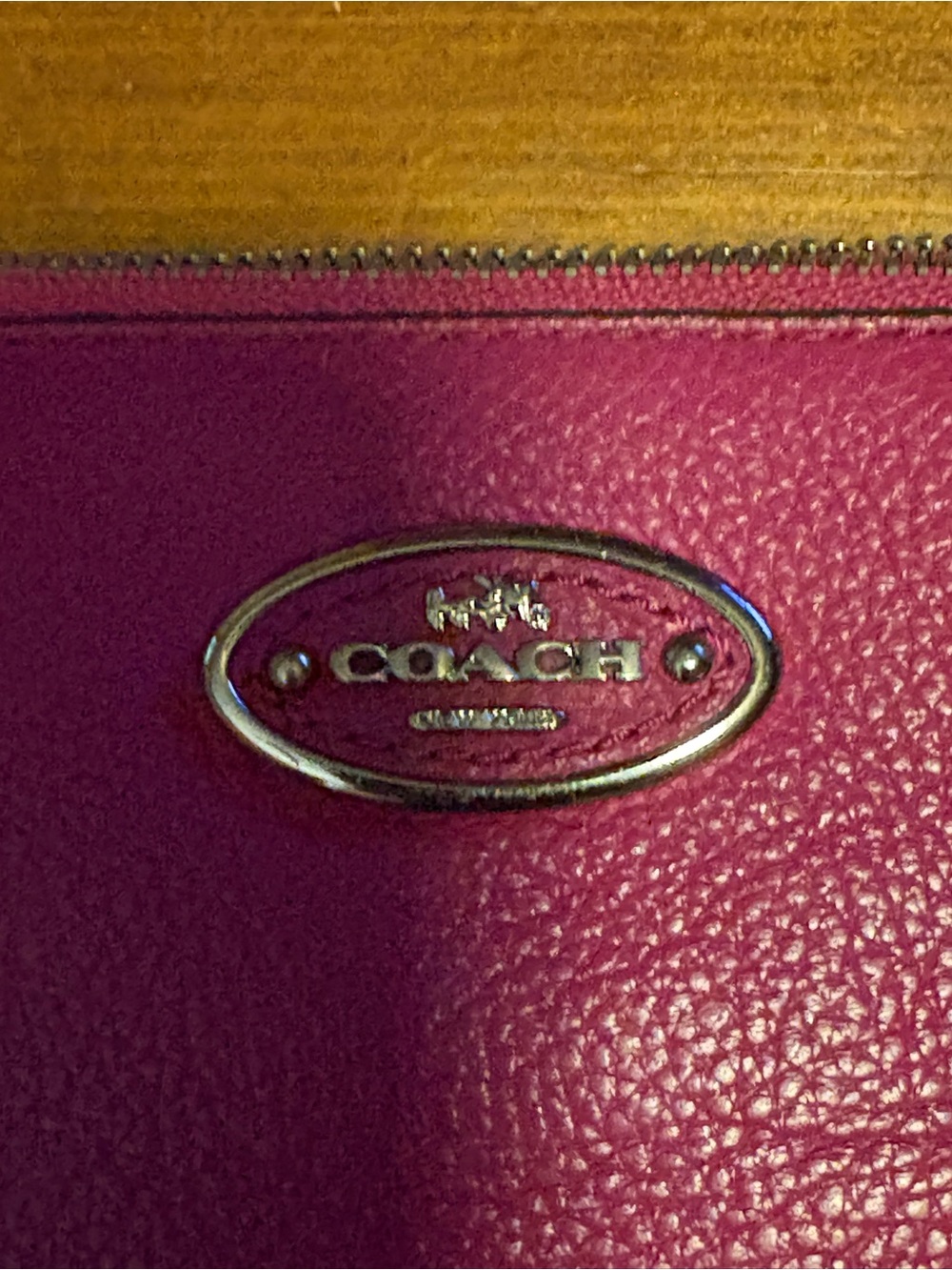 COACH Women's Pink Leather Zip Pouch